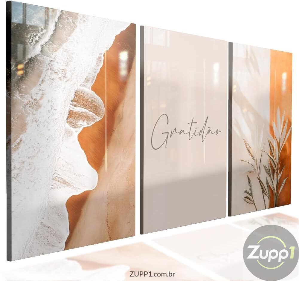 Quadro Decorativo para Quarto com Mensagem de Gratidão em Tons Neutros