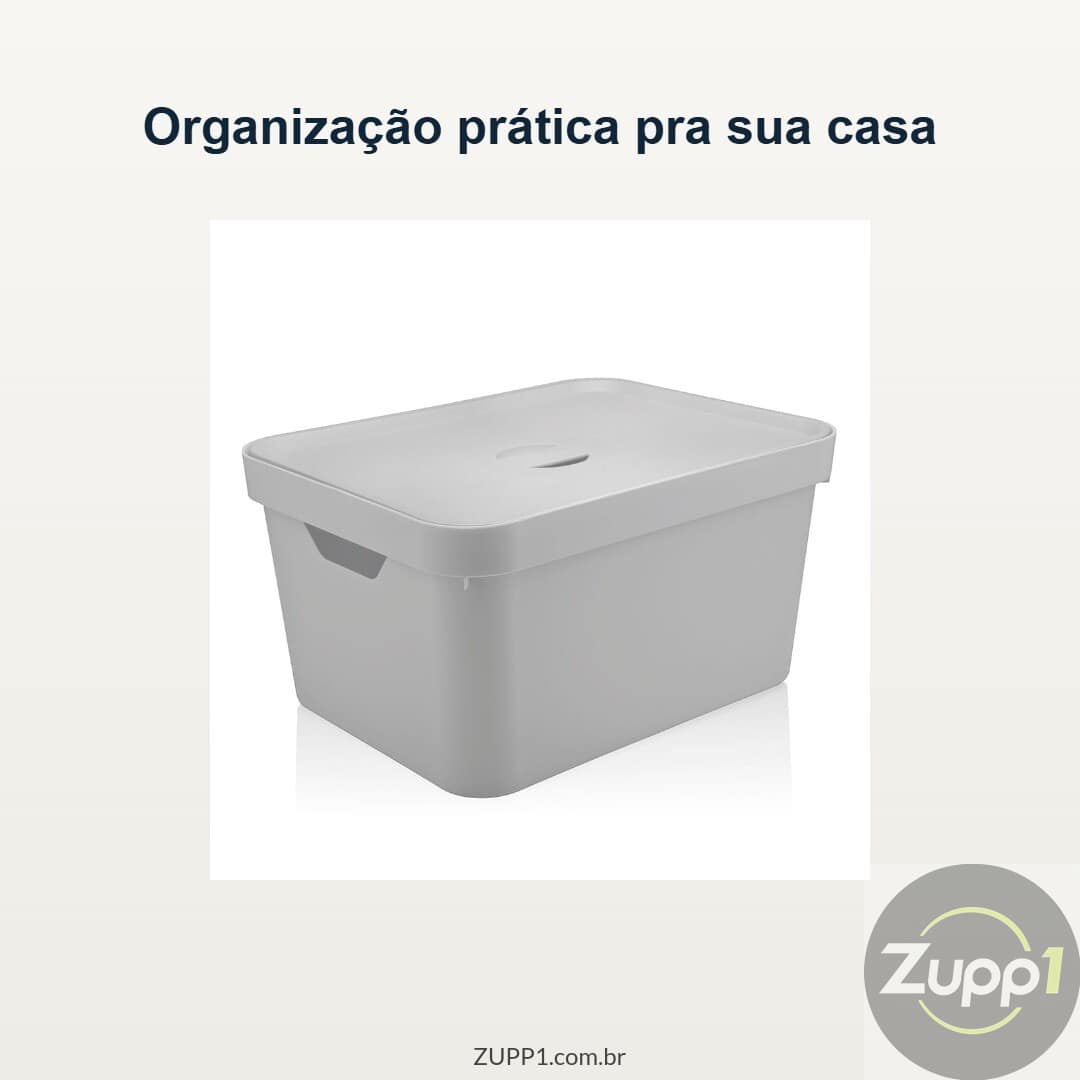 Caixa Organizadora 32L com Tampa – Linha Cube Branca