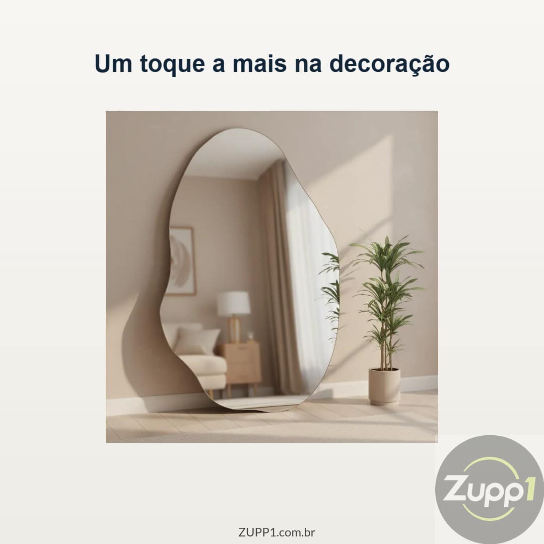 Espelho Orgânico Lapidado Grande – Decoração Quarto e Banheiro (50x35cm)