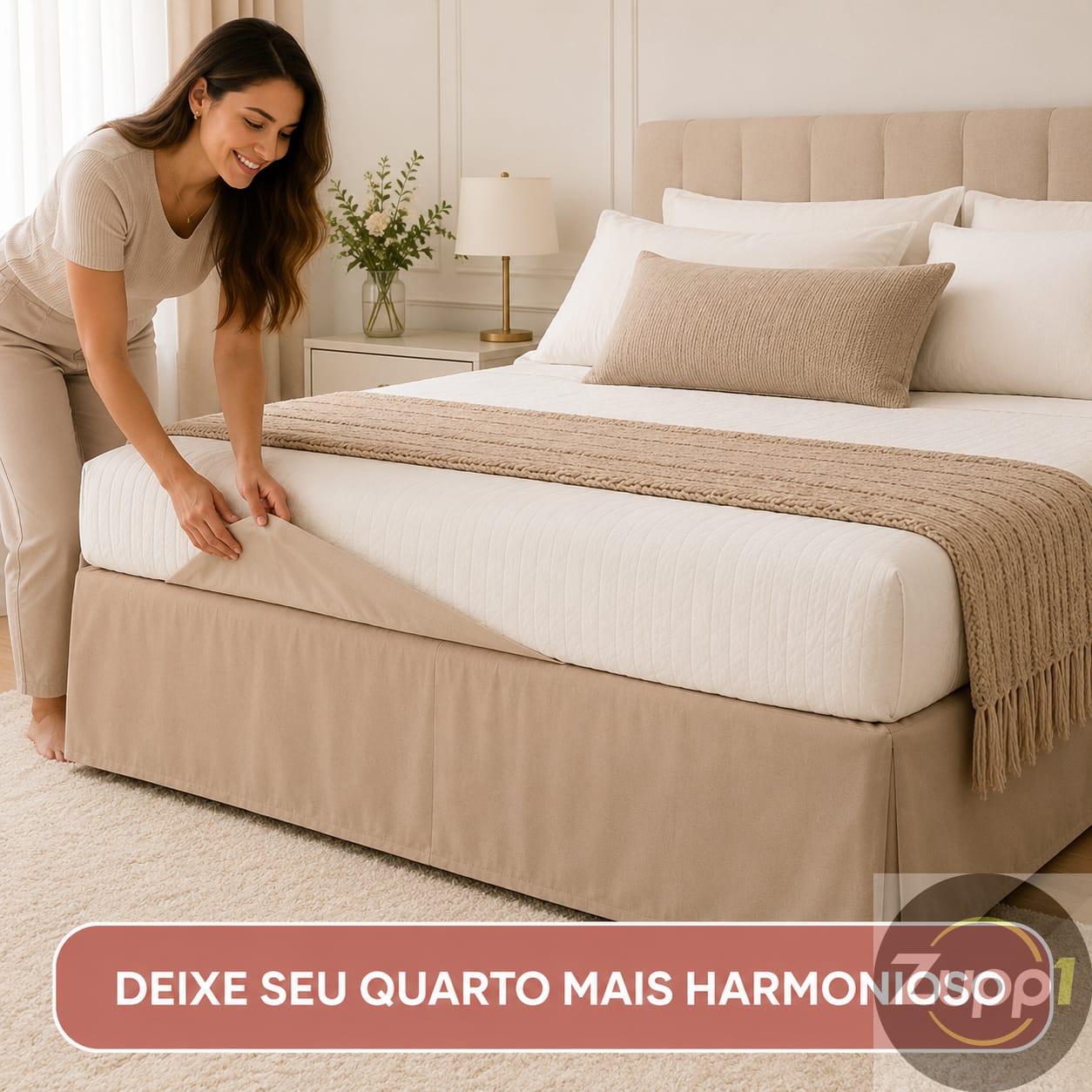 Saia para Cama Box Queen Avelã com Elástico
