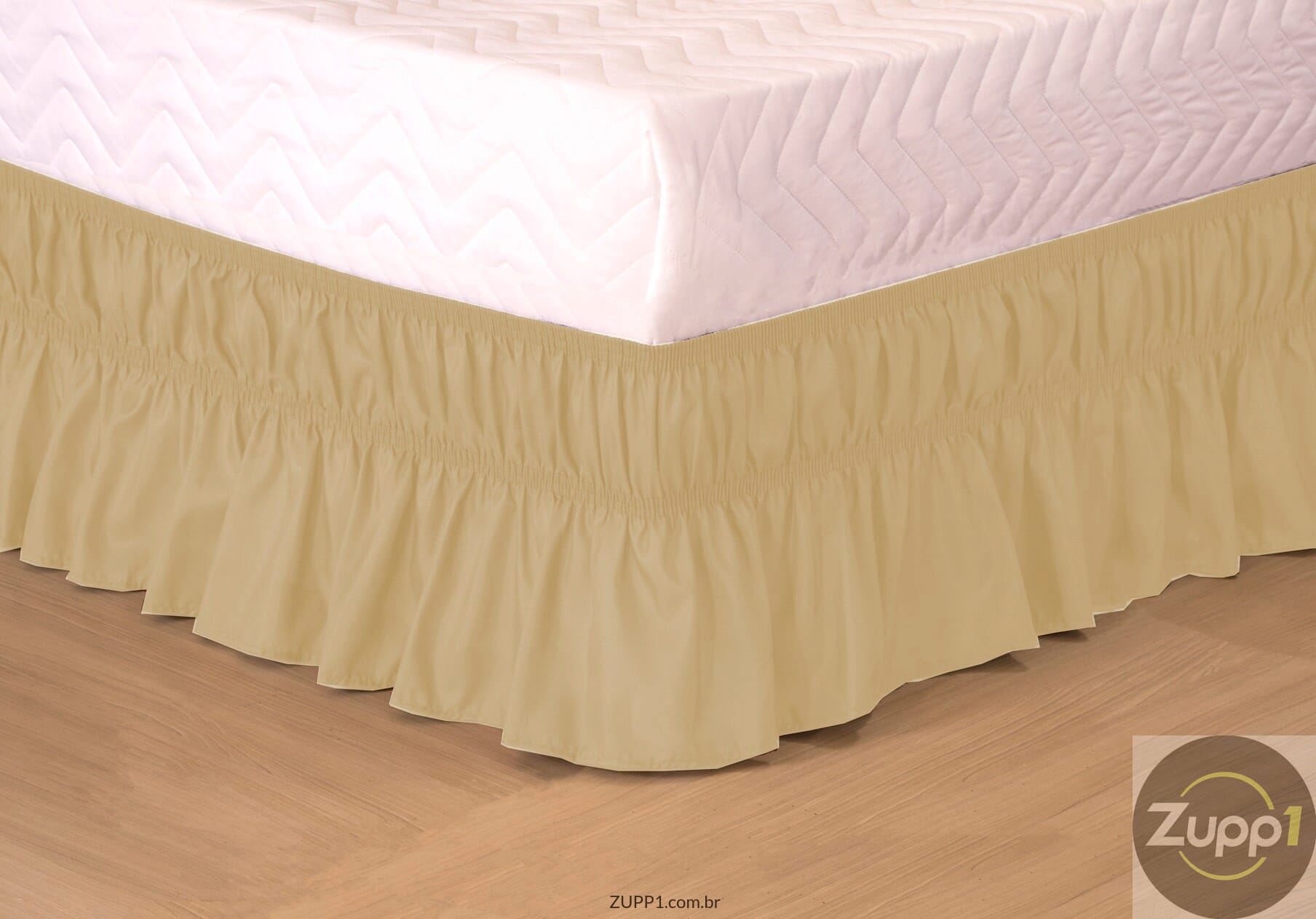 Saia para cama box Colchobox Ajustavel Elasticada Solteiro Casal Queen Avelã