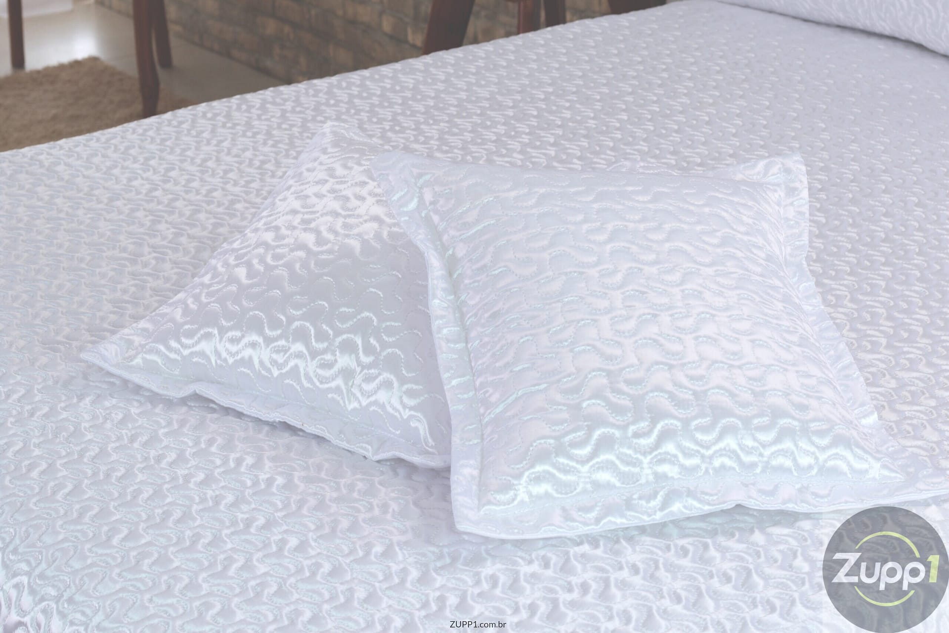 Kit de Colcha Cobre leito Athena Casal Queen 05 peças Branco
