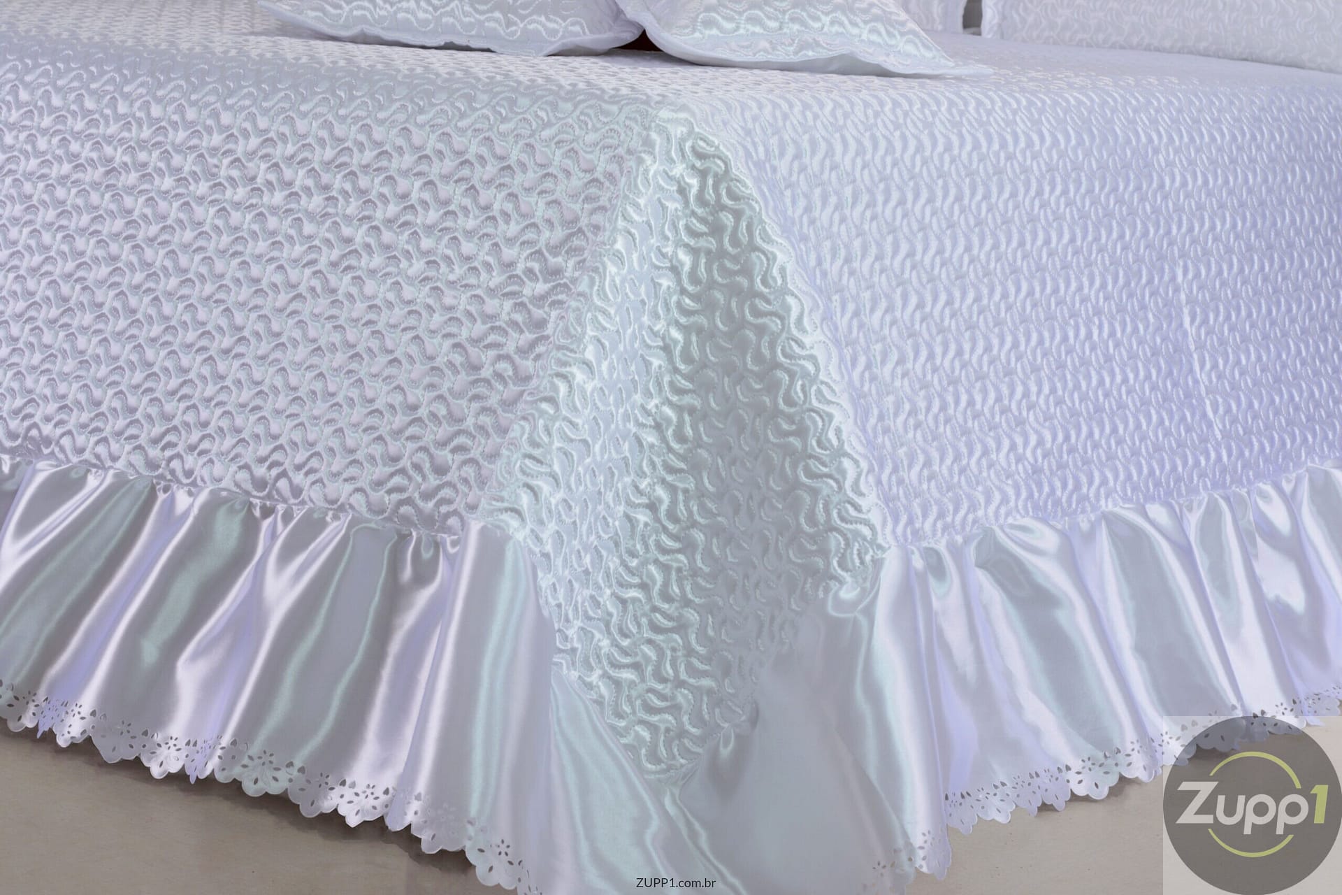 Kit de Colcha Cobre leito Athena Casal Queen 05 peças Branco
