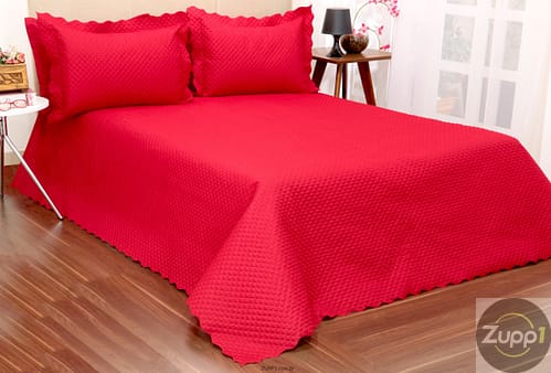 Kit Cobreleito Classic Queen 03 pçs Vermelho