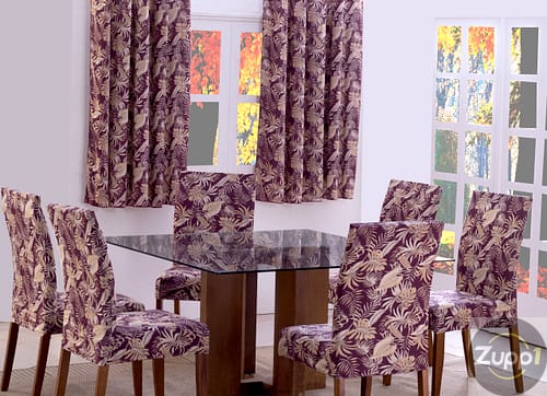 Capas de Cadeira 04 Lugares Floral Vinho