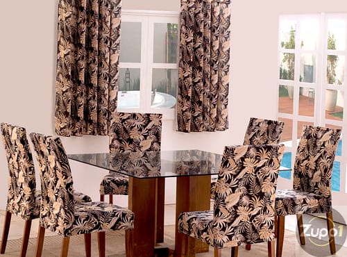 Capas de Cadeira 06 Lugares Floral Preto