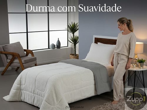 Aconchego Duo — Coberdrom Solteiro Dupla Face Soft e Sherpa