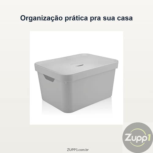 Caixa Organizadora 32L com Tampa – Linha Cube Branca