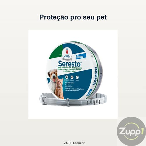 Coleira Seresto Antipulgas para Cães e Gatos até 8kg