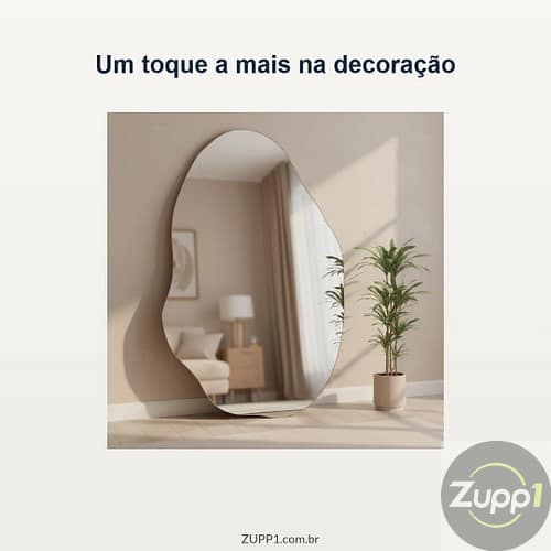 Espelho Orgânico Lapidado Grande – Decoração Quarto e Banheiro (50x35cm)